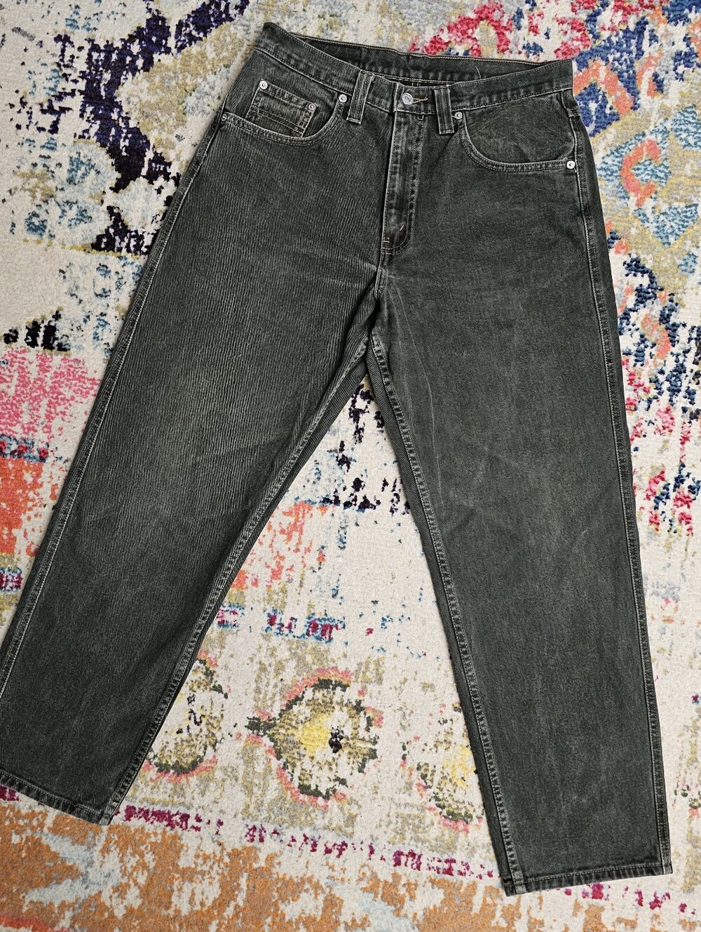 VTG 1995 Levi's L2 Forest Green Jeans Mens Tag 33x30 MEASURES 31x30 Baggy Loose - Picture 2 of 16